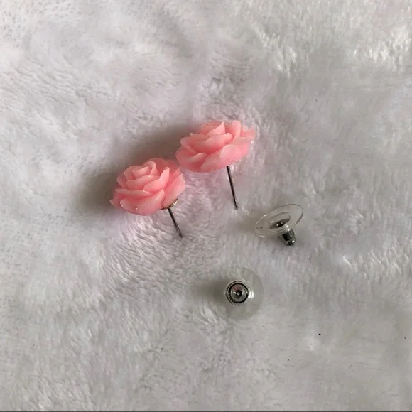 Pink Rose Studs - Picture 5 of 9
